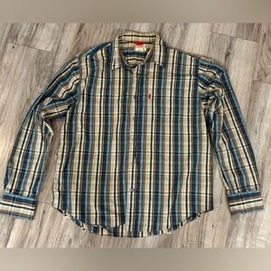 Levi’s Men’s Plaid Button-Up Shirt | Size Large | 100% Cotton